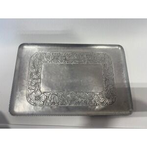 Everlast Metal Hand Forged Aluminum Tray Vintage Floral Hammered
